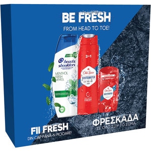 Set ingrijire par HEAD&SHOULDERS: Sampon Menthol, 225ml + Gel de dus OLD SPICE Whitewater, 250ml + Deodorant stick OLD SPICE Whitewater, 50ml