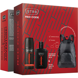 Set cadou STR8 Red Code: Apa de toaleta, 100ml + Deodorant spray, 150ml + rucsac