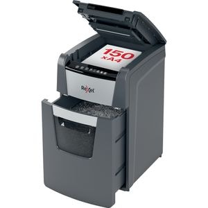 Distrugator documente automat REXEL OPTIMUM 150X, 150 coli, 44l, Cross-Cut, negru-gri