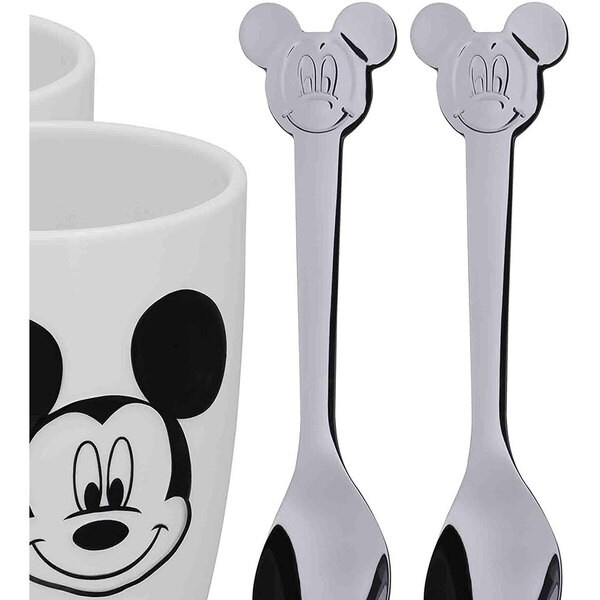 Set 2 pahare WMF Mickey Mouse, sticla + 2 linguri