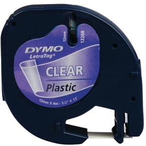 Banda etichete DYMO Letratag, 12 mm, 4 m, Negru pe Alb