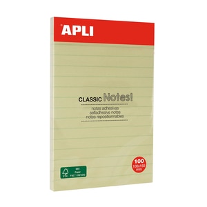 Notite autoadezive APLI, 100 file, 150  x 150mm, galben