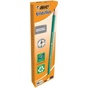 Set 12 creioane clasice BIC ECO Evolution, 2.33 mm, negru