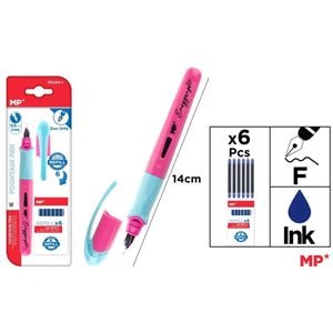 Stilou MP, 0.5 mm, 6 rezerve cerneala, roz