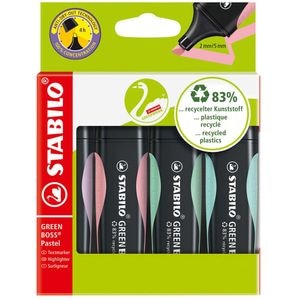 Set markere STABILO Boss Green Pastel, 4 bucati, multicolor