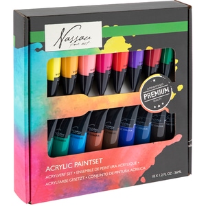 Set acrilice NASSAU Fine Art, 36 ml, 18 culori
