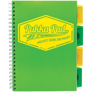 Caiet pentru scoala PUKKA PADS Project Book Neon, Matematica, B5, 100 file, legatura spirala, verde-galben