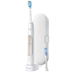 Periuta de dinti electrica PHILIPS Sonicare ExpertClean 7300 HX9601/03, 3 programe, 62000 miscari/min, 2 capete, alb-auriu