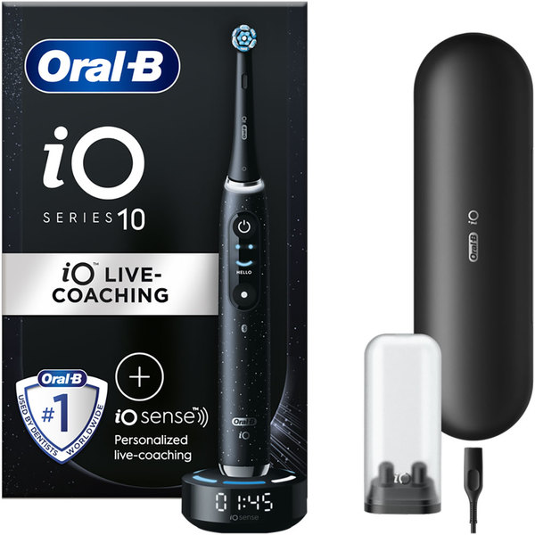 Periuta de dinti electrica ORAL-B iO 10, Bluetooth, Curatare 3D, Inteligenta artificiala, 7 programe, 1 capat, negru