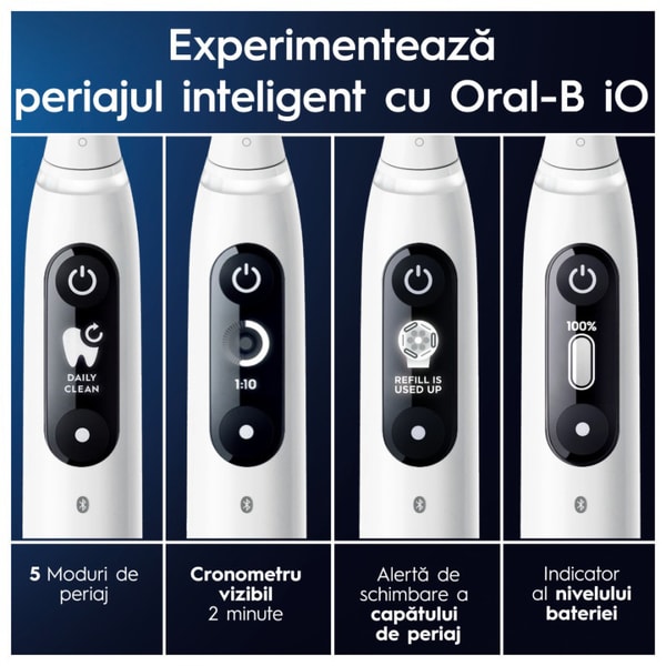 Periuta de dinti electrica ORAL-B iO7, Bluetooth, Curatare 3D, 5 programe, 1 capat, alb