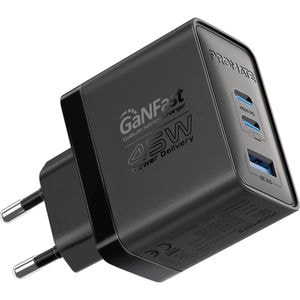 Incarcator retea PROMATE PowerPort-45, USB-C, GaN Fast Charging, Power Delivery (PD) 45W, negru