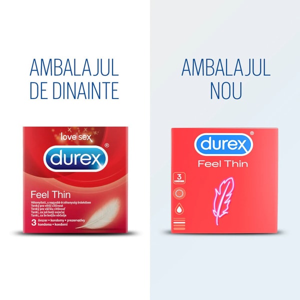 Prezervativ DUREX Feel Thin, fara aroma, 3buc