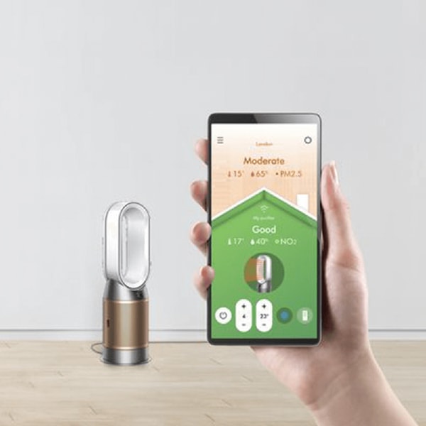 Purificator aer DYSON HP09 Pure Hot+Cool Formaldehyde, 10 trepte viteza, Wi-Fi, Hepa, Telecomanda, alb/auriu