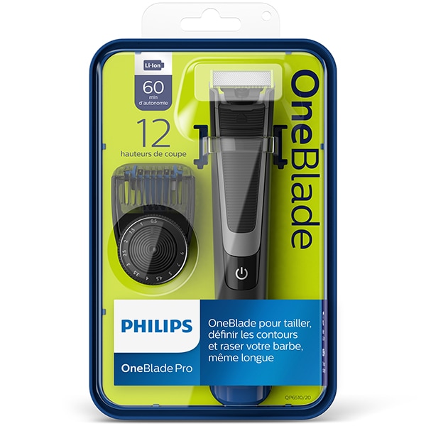 Aparat hibrid de barbierit si tuns barba PHILIPS OneBlade Pro QP6510/20, acumulator, autonomie 60 min, Pieptene cu 12 lungimi, negru