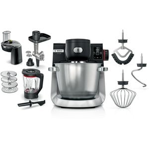 Robot de bucatarie BOSCH Seria 6 MUMS6ZS34, vas 5.5l, blender 1l, 1600W, 7 trepte viteza, negru-argintiu