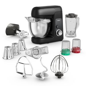 Robot de bucatarie TEFAL Gourmet QB525838, vas 4.6l, blender 1.25l, 1100W, 8 trepte viteza, negru-argintiu 