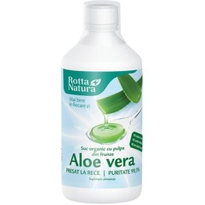 Supliment alimentar Suc Aloe Vera organic cu pulpa de frunze, 1000 ml, ROTTA NATURA