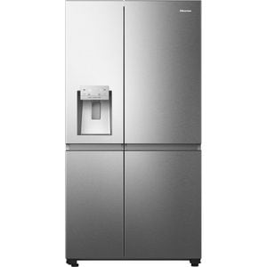 Side by Side HISENSE RS818N4TIE, Total No Frost, 632 l, H 179 cm, Clasa E, Dozator apa, Wi-Fi, argintiu