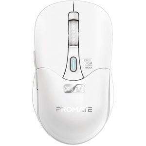 Mouse Wireless PROMATE Samo, Dual Mode, 1600 dpi, Bluetooth, alb