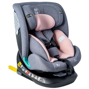 Scaun auto BUF BOOF Deluxe i-Size rotativ 360 grade SAPHIRPINK, Isofix, 0-36 kg, roz-gri