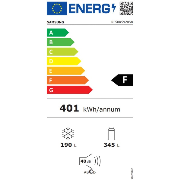 Side by Side SAMSUNG RF50K5920S8/EO, No Frost, Triple Cooling, 535 l, H 192 cm, Clasa F, inox