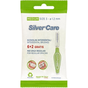 Set 8 periute de dinti SILVER CARE 1.2 mm, verde deschis