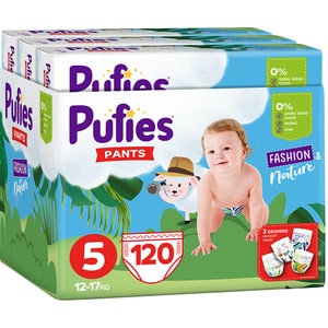 Scutece chilotel PUFIES Fashion & Nature Junior nr 5, Unisex, 12-17 kg, 120 buc