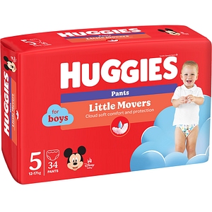 Scutece chilotel HUGGIES Little Movers Jumbo nr 5, Baiat, 12-17 kg, 34 buc