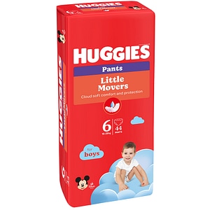 Scutece chilotel HUGGIES Little Movers Mega nr 6, Baiat, 15-25 kg, 44 buc