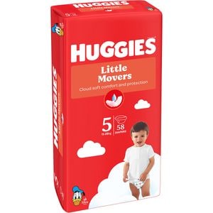 Scutece HUGGIES Little Movers Mega nr 5, Unisex, 12-22 kg, 58 buc