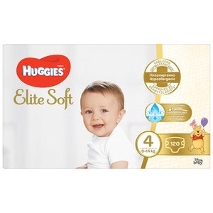 Scutece HUGGIES Elite Soft Box XXL nr 4, 8-14 kg, 120 buc 