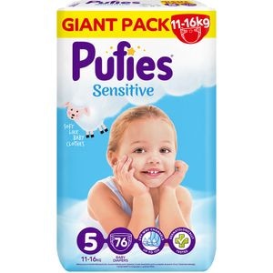 Scutece PUFIES Sensitive Junior nr 5, 11-16 kg, 76 buc