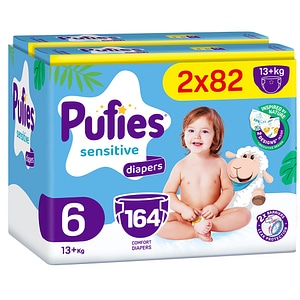 Scutece chilotel PUFIES Sensitive Mega Pack nr 6, 13 kg+, 164 buc
