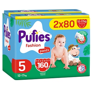 Scutece chilotel PUFIES Fashion Junior nr 5, Unisex, 12-17 kg, 160 buc