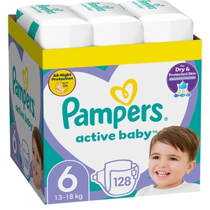 Scutece PAMPERS Active Baby XXL Box nr 6, Unisex, 13-18 kg, 128 buc