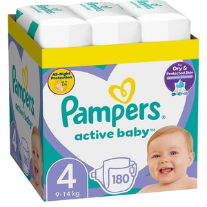 Scutece PAMPERS Active Baby XXL Box nr 4, Unisex, 9-14 kg, 180 buc