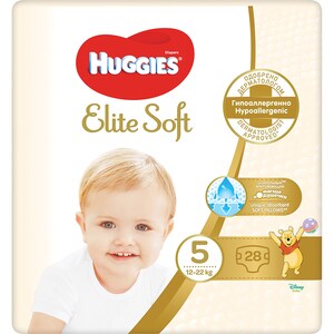 Scutece HUGGIES Elite Soft Jumbo nr 5, Unisex, 12-22 kg, 28 buc