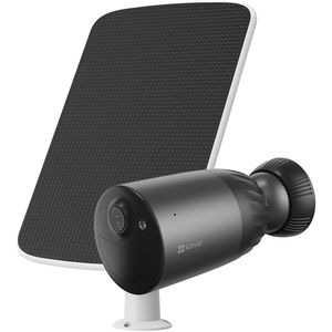 Kit Camera IP Wireless EZVIZ BC1C, 4K, IR 30M, Motion Detection, panou solar Type-C, baterie 10400 mAh, alb