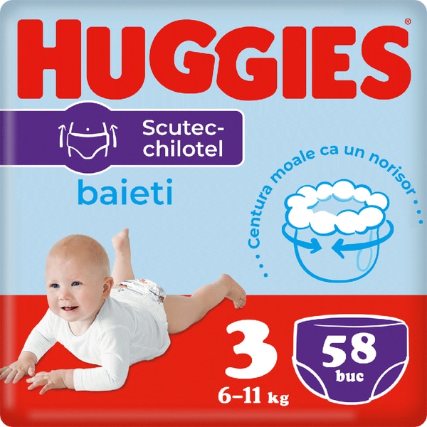 Scutece chilotel HUGGIES Mega nr 3, Baiat, 6-11 kg, 58 buc