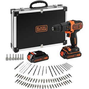Masina de gaurit si insurubat (bormasina) BLACK & DECKER BDCHD18BAFC-QW, 18V, 1.5Ah, 1400rpm, 40Nm, mandrina rapida, 80 accesorii