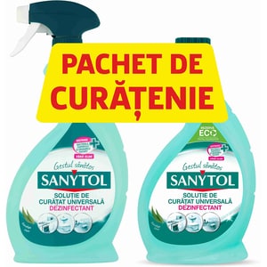 Pachet SANYTOL: Spray dezinfectant universal, 500 ml + Rezerva dezinfectant eucalipt, 500 ml