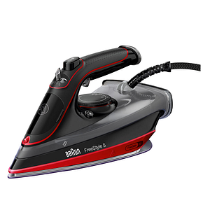 Fier de calcat BRAUN FreeStyle 5 SI5057RD, 2700W, 220g/min, 300ml, talpa SuperCeramic, rosu-negru