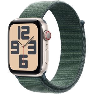 APPLE Watch SE (2nd Gen) V2, GPS + Cellular, 40mm, Starlight Sport Aluminium Case, Lake Green Loop