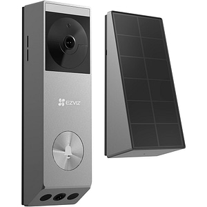 Sonerie video EZVIZ EP3X Pro, Lentile duale 2K si 1080P, Wi-Fi, IP67, Unghi de vizualizare 162, panou solar, negru
