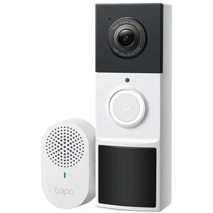 Sonerie video wireless + difuzor TP-Link Tapo D210, 2K, 3MP, Wi-Fi, alb-negru