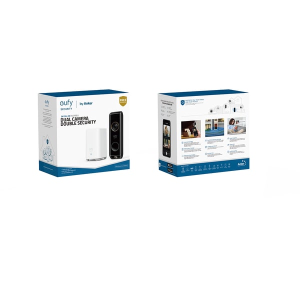 Kit sonerie video wireless + HomeBase 2 EUFY E8213G11, 2K HD, Wi-Fi, negru-alb