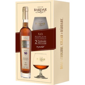 Pachet Cognac Bardar 10YO XO, 0.5L + 2 pahare