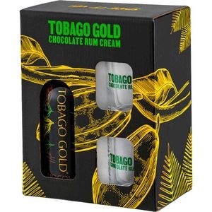 Set Rom Tobago Gold, 0.7L + 2 pahare