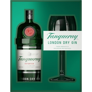 Pachet Gin Tanqueray London Dry, 0.7L + 1 pahar