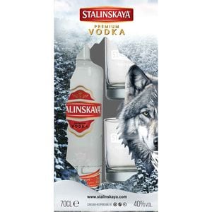 Set Vodka Stalinskaya, 0.7L + 2 pahare